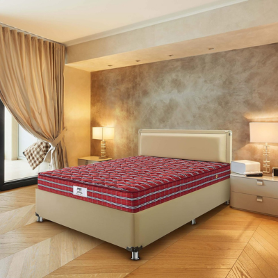 Peps Tartania 6-Inch Woven Fabric Top Queen Size Pocketed Spring Mattress (Maroon75X60X06) with 2 Free Pillow