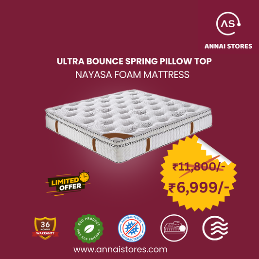 Nayasa Foam Mattress Ultra Bounce Spring Pillow Top - Single bed 75*36*6