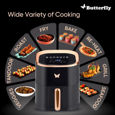 Butterfly Magnum Digital Air Fryer 4.5L, 1200W | 360° High Speed Air Circulation Technology | Low Fat Cooking