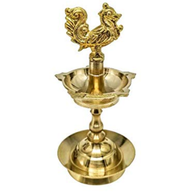 Brass Baby Kuthu Vilakku_Annapakshi with 5 Wicks Representing Virtue and Wealth. 1 Piece