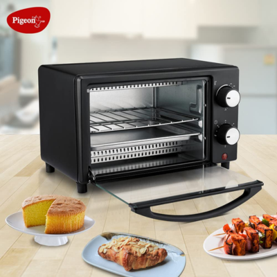 Pigeon Oven Toaster Grill 9 Liters OTG without Rotisserie for Oven Toaster and Grill for grilling and baking Cakes (Grey) Visit the Pigeon Store