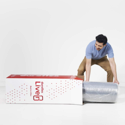 Duroflex Livein - Pressure Relieving, Memory Foam, Roll Pack, 8 Inch Double Size Medium Firm Mattress with Superior Comfort and Anti Microbial Fabric (78x48x8 Inches)