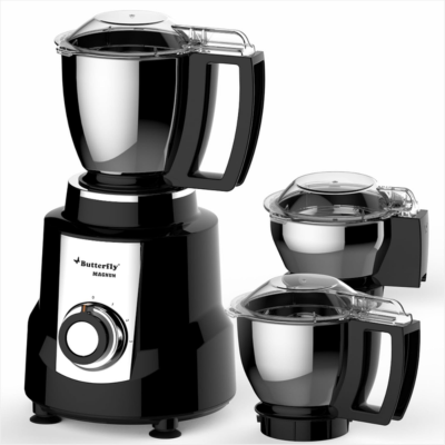 Butterfly Magnum 1.2 Hp Mixer Grinder 3 Jar, 900 Watt, Black,