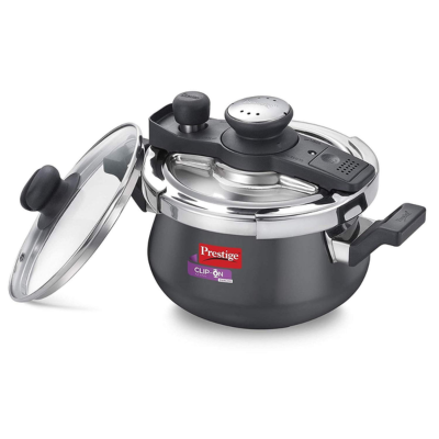 Prestige Svachh Clip-on Non-induction base Outer Lid Hard Anodised Aluminium Pressure Handi, 3L,