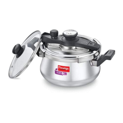 Prestige FLIP-ON TRI-PLY Pressure Cooker with Glass Lid (Silver and Black),