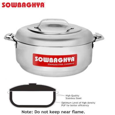 SOWBAGHYA _ Stainless Steel Solid Casserole, (Silver, 1500 ml)
