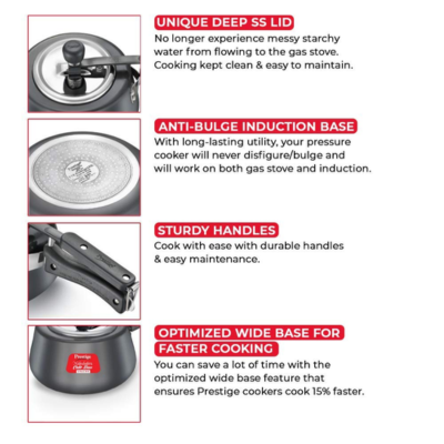 Prestige Svachh, 3Ltr Nakshatra Cute Duo Hard Anodised, with Deep Lid