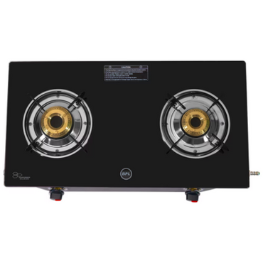 BPL Gas Stove with Toughened Glass Top Brass 2 Burner