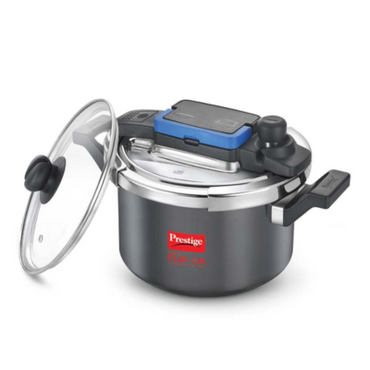 Prestige Svachh Flip-on Hard Anodised Spillage Control Outer Lid Pressure Cooker with Glass Lid