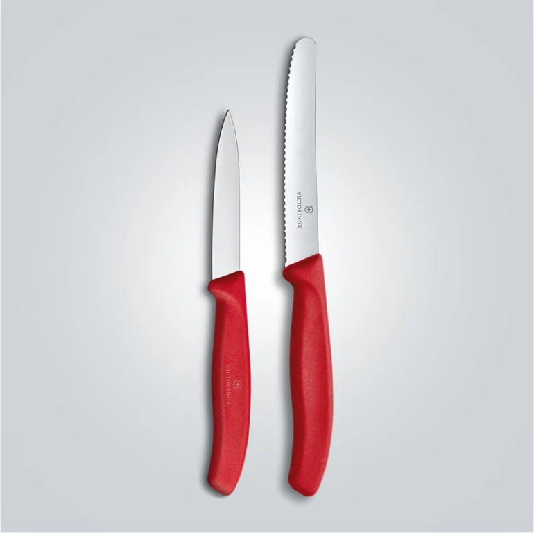 Stainless Steel Kitchen and Vegetable Knife Plain and Serrated Blade Set, 2-Piece