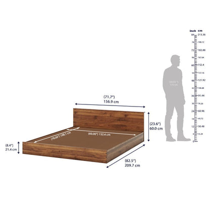 Wakefit Bed | 1 Year Warranty | Double Bed, Queen Size Bed, Cosmo Engineered Wood Bed, Platform Low Height Bed, Wooden Bed (Matte Finish_Brown)