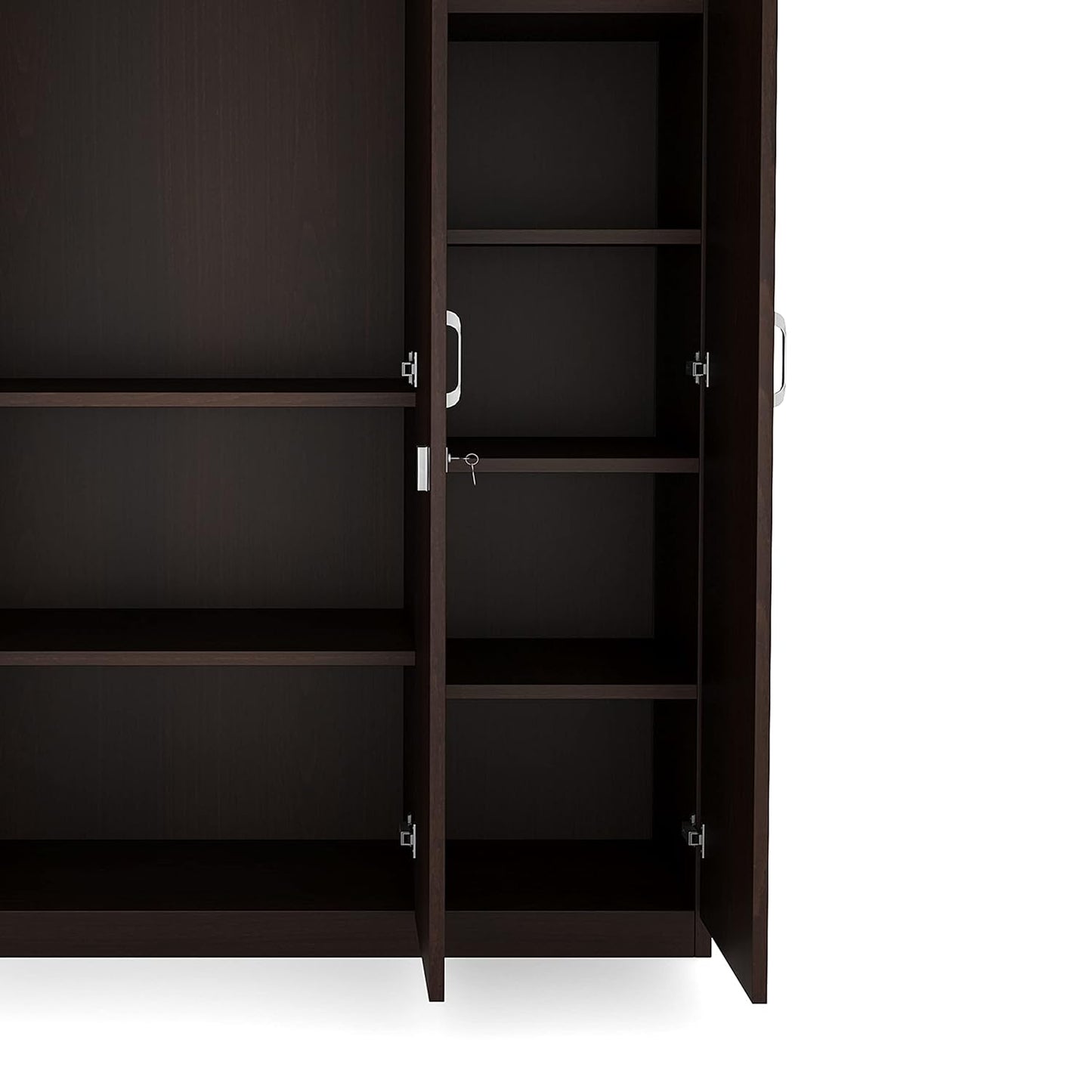 Nilkamal Willy Engineered Wood 3 Door Wardrobe with 1 Hanging Rod and 6 Shelves | 1 Year Warranty | Bedroom Wardrobe (Color - New Wenge, Delivery Condition - Knock Down)