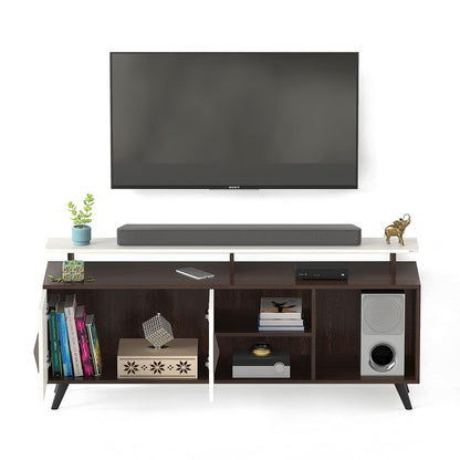 BLUEWUD Skiddo Engineered Wood TV Entertainment Unit Set Top Box Stand/TV Cabinet with Shelves for Books & Décor Display Unit Bed Living Room Upto 55 Inches - DIY (Wenge & White)