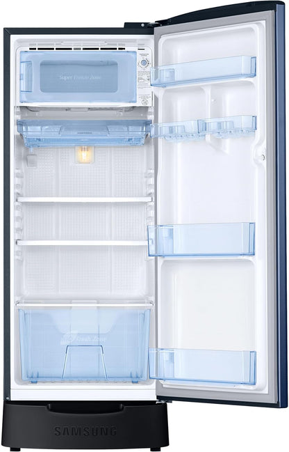 Samsung 183 L, 5 Star, Digital Inverter, Direct-Cool Single Door Refrigerator (RR20D2825CU/NL, Camellia Blue, Base Stand Drawer)