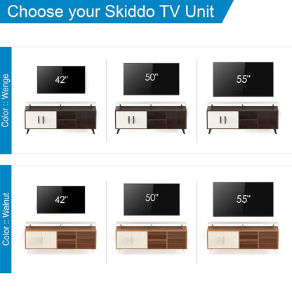BLUEWUD Skiddo Engineered Wood TV Entertainment Unit Set Top Box Stand/TV Cabinet with Shelves for Books & Décor Display Unit Bed Living Room Upto 55 Inches - DIY (Wenge & White)