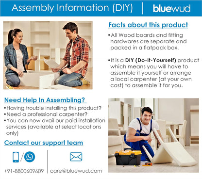 BLUEWUD Skiddo Engineered Wood TV Entertainment Unit Set Top Box Stand/TV Cabinet with Shelves for Books & Décor Display Unit Bed Living Room Upto 55 Inches - DIY (Wenge & White)