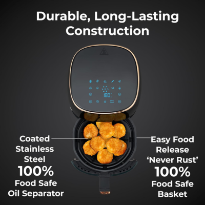 Pigeon Healthifry Digital Air Fryer, 360° High Speed Air Circulation Technology 1200 W with Non-Stick 4.2 L Basket - Green