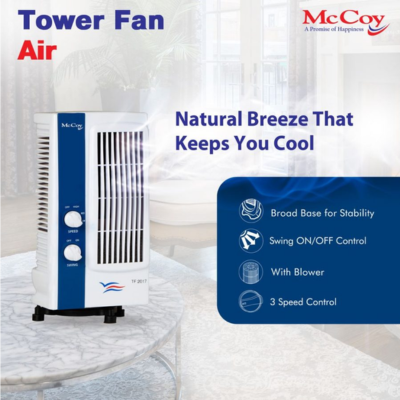 McCoy Tower Fan -AIR WHT/BLU,