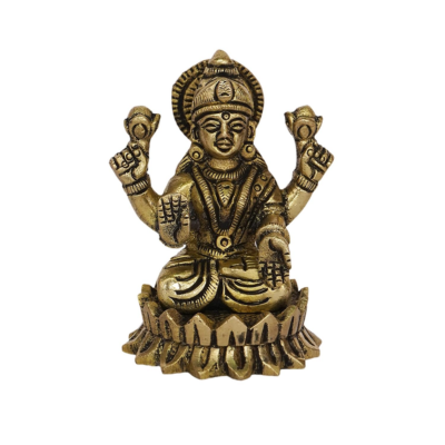 Brass Shree Maha Laxmi Blessing Sitting Idol Murti Statue