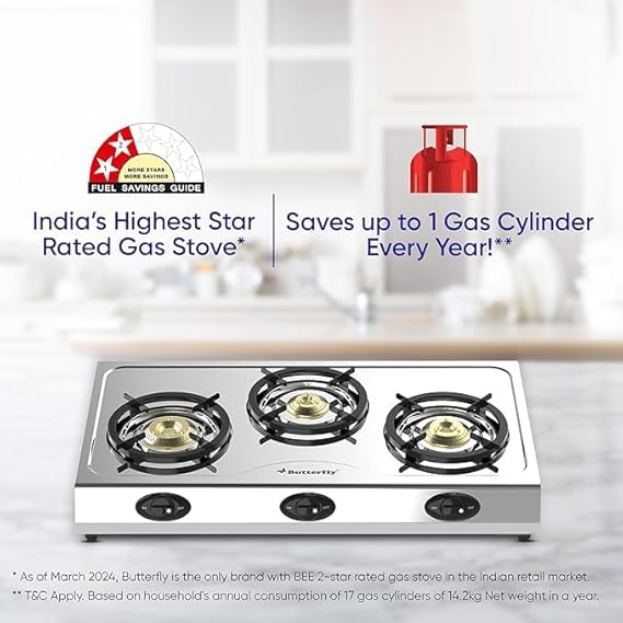 Butterfly Bolt Sakthi 3 Burner Gas Stove