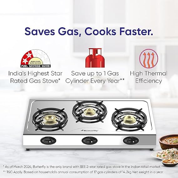 Butterfly Bolt Sakthi 3 Burner Gas Stove