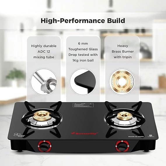 Butterfly Duo 2 Burner GlassTop Gas Stove