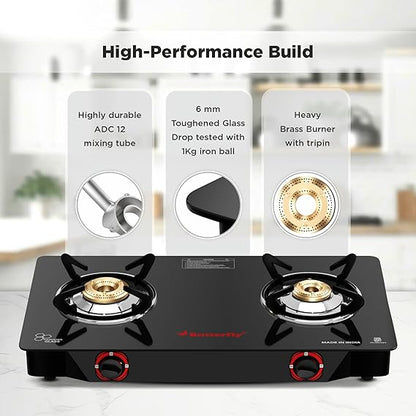 Butterfly Duo 2 Burner GlassTop Gas Stove