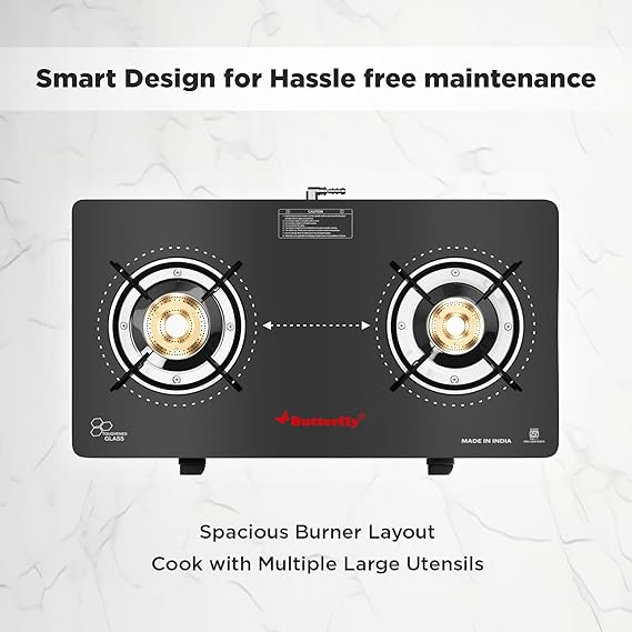 Butterfly Duo 2 Burner GlassTop Gas Stove