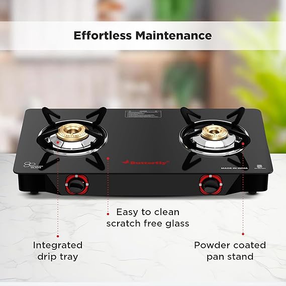 Butterfly Duo 2 Burner GlassTop Gas Stove