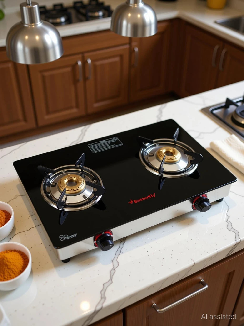 Butterfly Duo Plus 2 Burner Glass Gas Stove