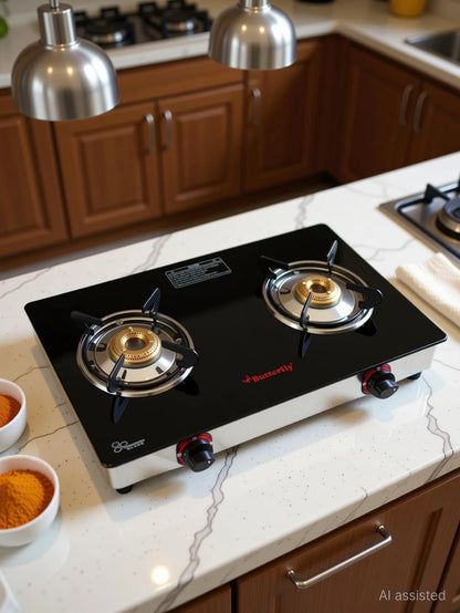 Butterfly Duo Plus 2 Burner Glass Gas Stove
