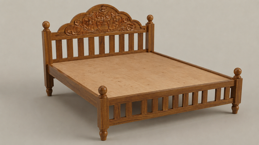 Premium Carved Mahogany Wood Cot