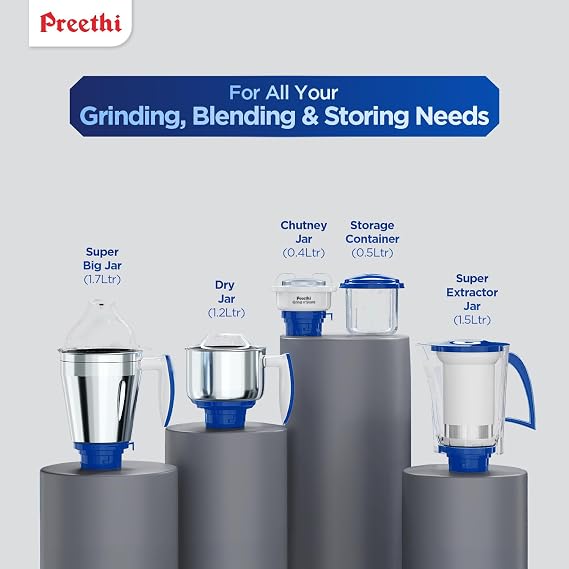 Preethi Blue Leaf Platinum 750W Mixer Grinder (5 Jars)
