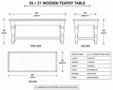 35 × 21 Wooden Teapoy Table
