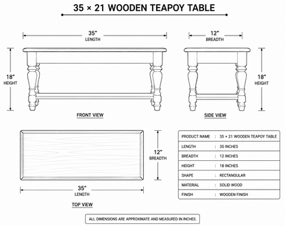 35 × 21 Wooden Teapoy Table