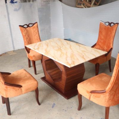 Wooden with Marble dining table with 4 chair