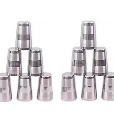 Metals Stainless Steel Big Lassi, Juice, Milk,Water Glass Long Tumbler, Set of 6