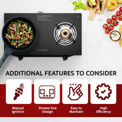 BLOWHOT Glass 2 Burners Gas Stove