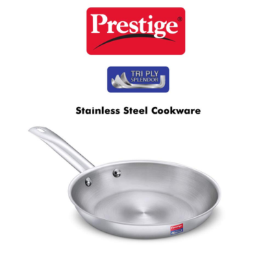 Prestige Stainless Steel Fry Pan Without Lid|Induction & Gas,
