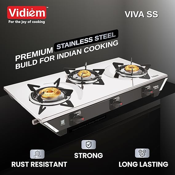 Vidiem Frameless 3 Burner Gas Stove