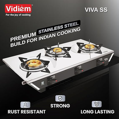 Vidiem Frameless 3 Burner Gas Stove