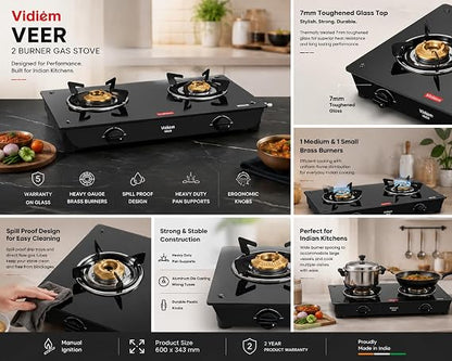 Vidiem Veer 2 Burner Glasstop Gas Stove