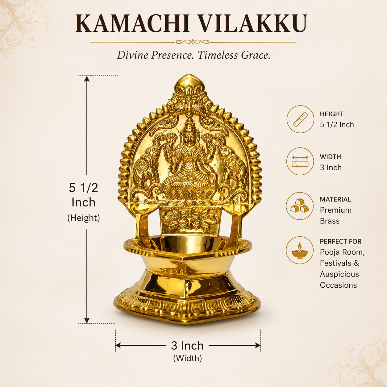 Brass Kamakshi Vilakku Traditional