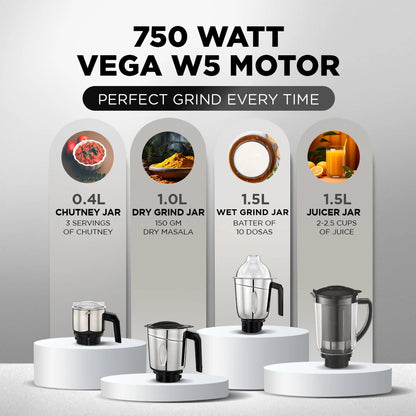 Preethi Galaxy Plus 750W Mixer Grinder (4 Jars)